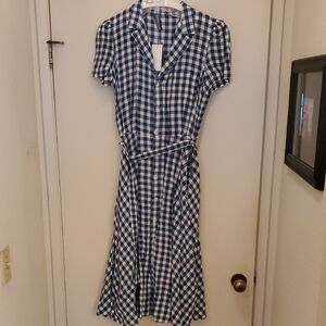 Polo/Ralph Lauren Blue and White Linen Checkered Dress